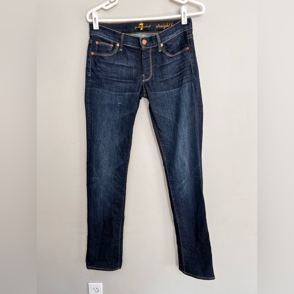 7 For All Mankind Straight Leg Blue Jeans Women’s Size 27